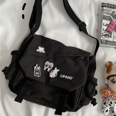 Dames Nylon Handtassen Schoudertas Unisex Grote Capaciteit Crossbody Tassen voor Tieners Messenger Bag Student Schooltassen zwart