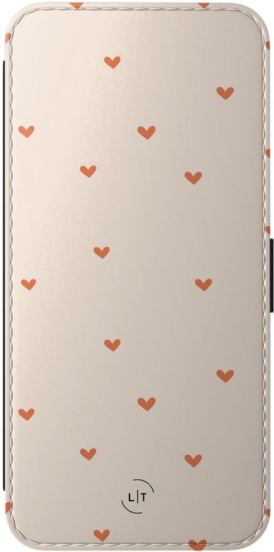 Leuke Telefoonhoesjes - Hoesje geschikt voor Samsung Galaxy A56 bookcase leer - Cute hearts - Cute hearts - Wallet Case met pasjeshouder - Print / Illustratie - Beige