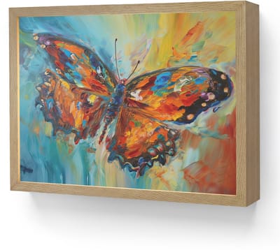 Wandlamp 40x30 cm - Oplaadbaar - Vlinder - Kleuren - Kunst - Schilderij - Wandlampen binnen woonkamer - Slaapkamer lamp - Decoratieve nachtlamp - Vloerlamp draadloos
