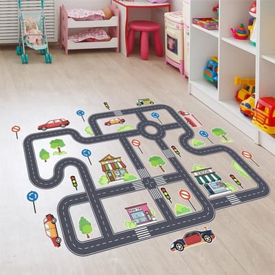 Zelfklevende Vloerstickers met Verkeersborden voor Kinderen - Educatieve Wanddecoratie voor Kinderkamer, Klaslokaal en Speelkamer