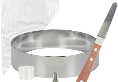 bakvorm - Ø 25 x 4 cm - Inclusief spuitzak en bakspatel - Bakaccessoires - Bakvormen - Cakevorm - Zilver