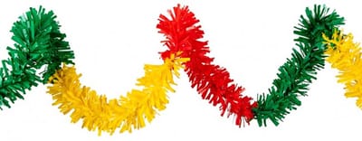 PVC Folie Draai Guirlande Rood -Geel - Groen 5 meter BRANDVEILIG/ BRANDVERTRAGEND, Carnaval, Themafeest, Festival, Verjaardag.