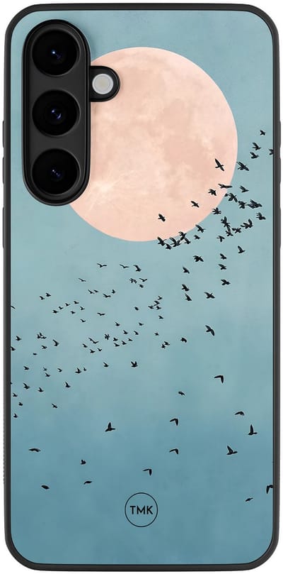 Hoesje geschikt voor Samsung Galaxy S25 FE - Moon birds - Blauw - TPU case - Vogel - Hardcase zwart telefoonhoesje