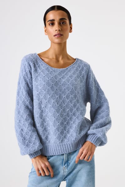 GARCIA Dames Effen Trui Blauw Lange mouw
