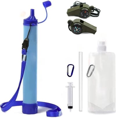 Waterfilter - Filter 1500 Liter - Survival & Noodpakket - BPA-vrij - Survival Waterfilter - Outdoor, Camping & Reizen - Noodset - Overheid Noodpakket - Tijdelijk extra 1 noodfluit