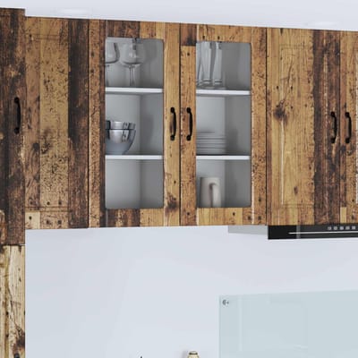 vidaXL Wandglas cabinet PORTO Oudhout 40 x 31 x 80 cm Bewerkt hout