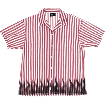 Shirt korte sleeve gestreept Bowling Shirt wit/rood