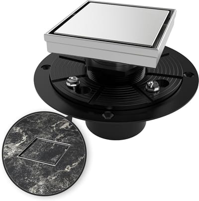 WEBANG 4 Inch Vierkante Douche Afvoer Geborsteld Afvoer Met Flens Omkeerbare 2-in-1 Cover Tegel Insert Rooster Verwijderbare SUS304 Roestvrij Staal CUPC Gecertificeerd Geborsteld