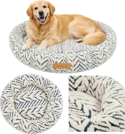 Dogeste RUMI XXL - Hondenmand 100 cm - Rond - Voor grote honden - Antislip - Wasbaar - Grijs-Beige