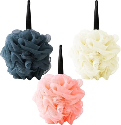 Zachte en Duurzame Bad Spons Set van 3 - Douche Spons, Lichaams Scrubber en Peeling Spons voor Mannen en Vrouwen met Lanyard