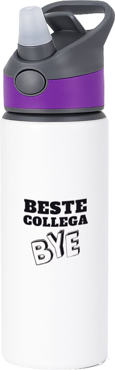 Hacebo® - Beste collega waterfles met rietje paars - Beste brandweerman - teamgenoot - afscheid - water fles - 650ML