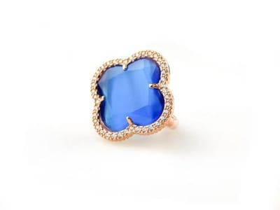 model Fiori gezet ring in zilver roze verguld kobaltblauw