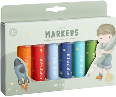 Little Dutch viltstiften Jim & Friends - 8 dikke stiften, met brede stevige punten - creatief speelgoed vanaf 3 jaar