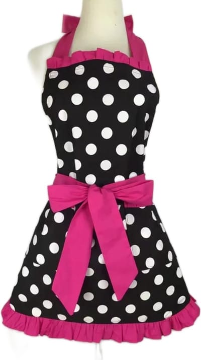 Keukenschort - Trimschort - Fuchsia stippen- One size - Kookschort - Schort - Kokschort - Trimsalonschort - Trimkleding - Trimsalon