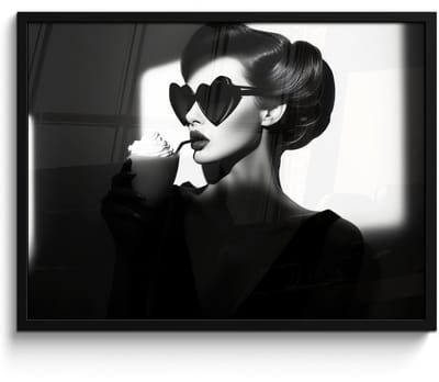 Poster in lijst - Fotolijst 70x50 cm - Posters - Vrouw - Zwart - Hart - Posterlijst zwart - Decoratie - Wanddecoratie woonkamer - Muurdecoratie slaapkamer