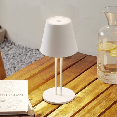 Lindby - Terraslampen- met dimmer - 1licht - Metaal, kunststof - H: 25 cm - wit - Inclusief lichtbron