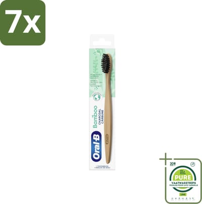 7 x Oral-B - Tandenborstel - Bamboe - Houtskool - 1 Tandenborstel - Grootverpakking - Tandenborstel Bamboe - Tandenborstel Houtskool - Duurzame Tandenborstel - Ecologische Tandenborstel - Bamboe Handgreep