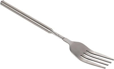 Verstelbare RVS Telecopische Vork met Lange Handgreep voor Grillen, Dessert en Fruit – 22-64,5 cm