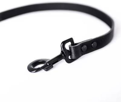 Cooper & Quint No Fuss Hondenriem Leer - Zwart - Smal - 140cm - All Black