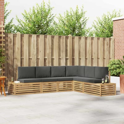 vidaXL - Buiten - bank - set - met - kussen - 6 - Stuk - Wit - en - antracietkleurig
