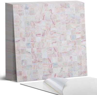 Coloray Plaktegels - Mozaïekpatroon van vierkanten Portugese Tegels - 30 cm x 30 cm - Roze Plaktegels - 9 stuks - Vierkant PVC Tegels - Plaktegels Keuken - Zelfklevende Vloertegels - Vinyltegels Vloer Zelfklevend - Zelfklevende Tegels