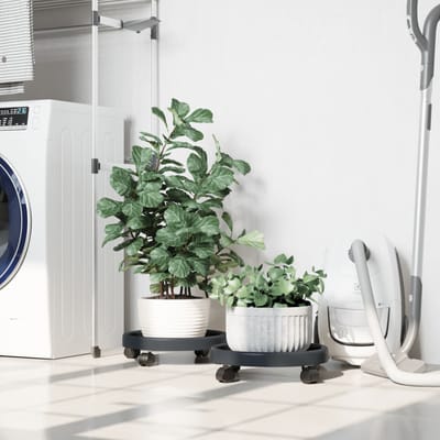 vidaXL - Plantentrolleys - 2 - st - met - wielen - ø34 - cm - 35 - kg - grijs