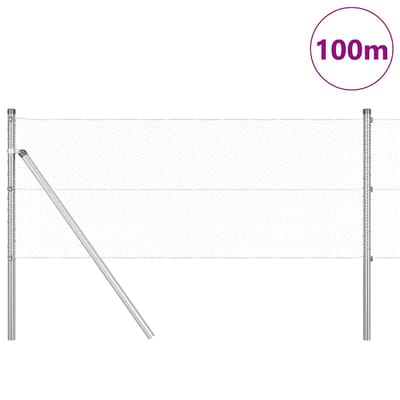 vidaXL zeshoekig gaashek met grondbevestiging 100 x 0,6 m zilver Mesh