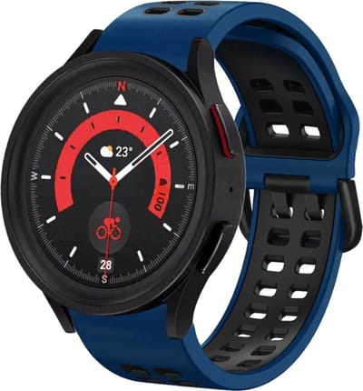 Siliconen bandje - geschikt voor Samsung Galaxy Watch 7 / Watch FE / Watch 6 / Watch 6 Classic / Watch 5 / Watch 5 Pro / Watch 4 / Watch 4 Classic - donkerblauw-zwart