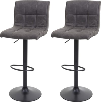 Set van 2 barkrukken MCW-B13, barkruk tegenkruk, imitatiesuède MVG-gecertificeerd ~ vintage donkergrijs