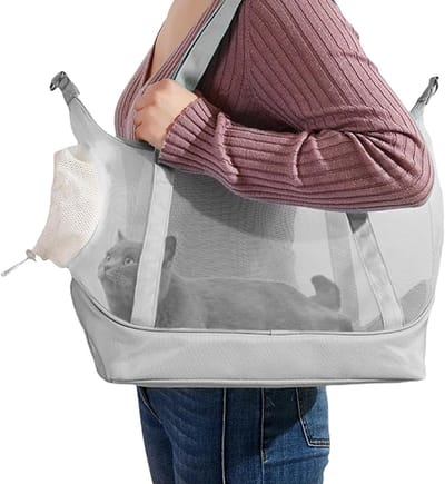 Draagtas voor huisdieren - Reistas Kat - Veilig Transport - Krasbestendig Nylon - 40 x 25 x 5 cm - Grijs