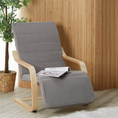 Homestyle4u Schommelstoel - Relaxfauteuil - met voetensteun - Cord Donkergrijs