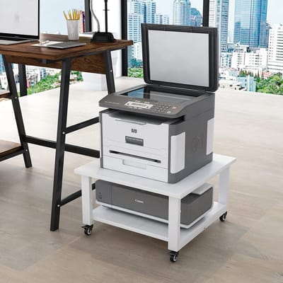 2-etagere Printer Stand - Mobiele Printer Houder met Wielen voor Onder Bureau - Organizer voor Thuis en Kantoor