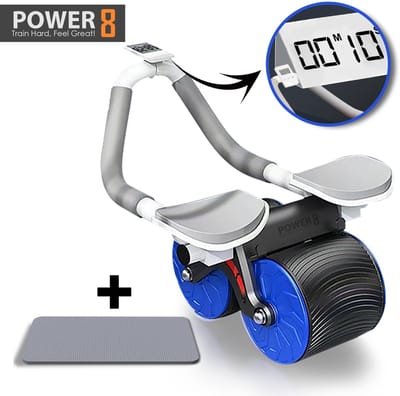 Power-8 Ab roller PRO 2 Blauw - Multifunctionele AB Roller met Timer en Automatische Rebound - Abdominale Ab Wielroller voor Buikspieren - Afslanken - ab wheel - buikspierwielen - buikspiertrainers - kerstcadeau