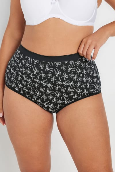 Yours 5 Pack Tailleslips Van Katoenmix Met Strikontwerp In Zwart/Roze Size 58-60
