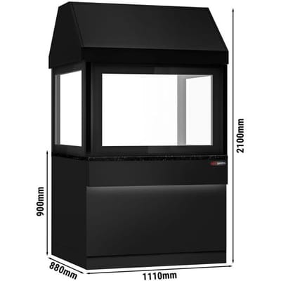 GGM Gastro Holzkohlegrill TORONTO - 1100mm - schwarze Front - schwarze Granit-Arbeitsplatte - Hitzeschutzglas