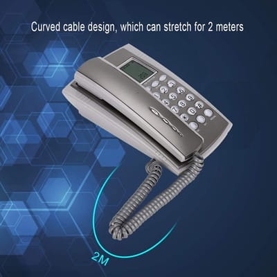 Vaste Telefoon - Tafel Wandtelefoon - Duidelijke Communicatie - Vergrote Toetsen - 2 Meter Snoer - Grijs