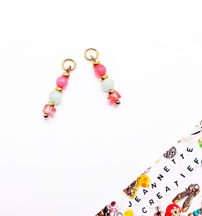 Jeannette-Creatief® - Bedels - Oorbedels Watermelon Gold - Bedels - Bedels Natuursteen voor Oorringen - Oorbedels zonder Oorringen - Bedels voor Oorbellen – Bedels – Bedel - Oorbedel – Miyuki Rocailles – Natuursteen Hanger - Oorbedels