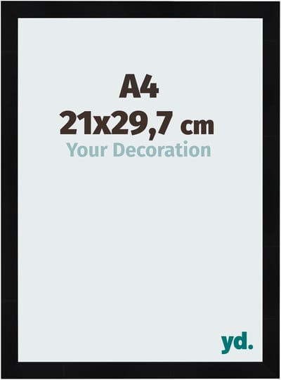 Your Decoration - Fotolijst A4 21x 29,7 cm - MDF - Zwart Hoogglans - Pisa