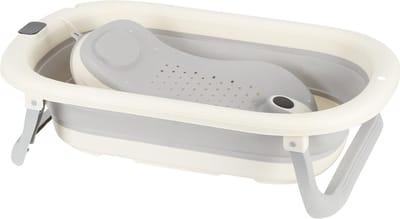 PIPIPOXER Opvouwbaar babybadje met digitale thermometer en badzitje geschikt voor baby's van 0 tot 36 maanden Grijs