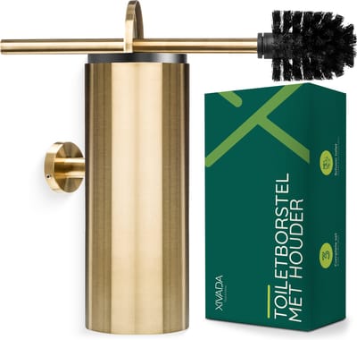 Wc borstel met houder Hangend - Toiletborstel Goud - Muur - Boren