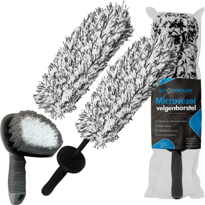 Auto Gepolijst Microvezel Velgenborstel + banden borstel – 2 Afneembare Velgenborstels – Extra Dun Design – 42 CM – Wheel Brush – Auto Borstel – Auto Wassen