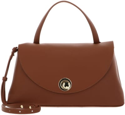 COCCINELLE Leren schoudertas handtas Nikla Handbag Double Grainy Leather Cognac / Noir bruine