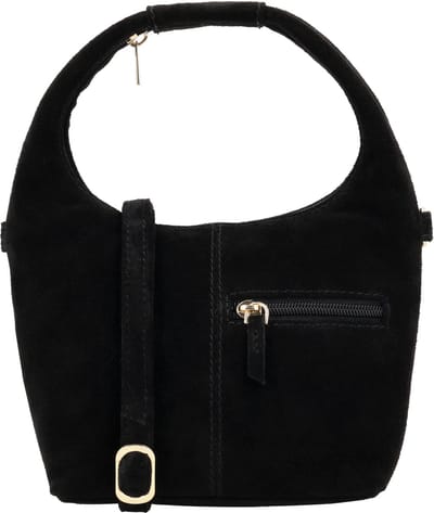 Charm London Sevilla Crossbodytas - Suede - Schoudertas - Verstelbare en Afneembare Schouderband - Telefoonvak - Dames - Handtas - Leer - Leren Dames Tas - Zwart