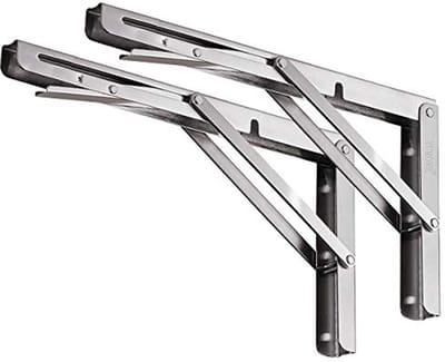 Inklapbare plankbeugels 25,5 cm - Ruimtebesparende roestvrijstalen beugels voor tafel en werkbank - Set van 2 met 150 kg draagkracht