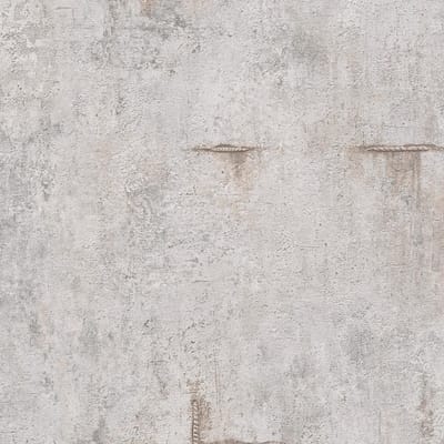 Uni kleuren behang Profhome 790852-GU vliesbehang hardvinyl warmdruk in reliëf licht gestructureerd in betonlook mat grijs betongrijs zilver 5,33 m2