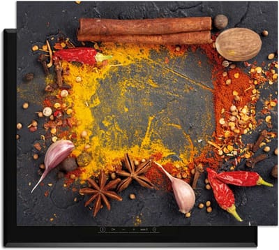 KitchenArt - Eastern Spice Mix – Inductie Beschermer - 70x52 cm - Kookplaat Beschermer - Luxe Afdekplaat Inductieplaat - Anti-slip & Oprolbaar - Beschermmat Inductiekookplaat