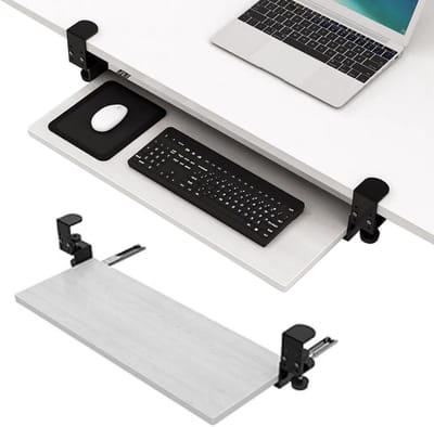 Toetsenbordlade Onder Bureau - Bureauverlenger Platform - Comfortabel Typen - Klembevestiging Zonder Boren - 52-75cm Breed - Zwart