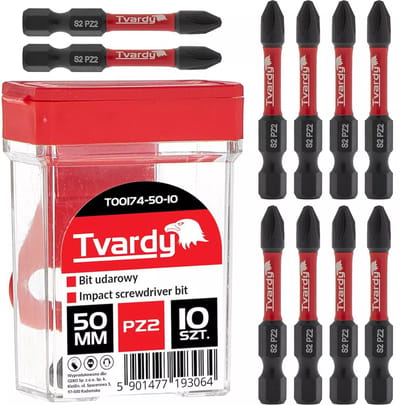Tvardy Impact bitset PZ2 - S2 staal - 50mm - Magnetische punt - 10 stuks