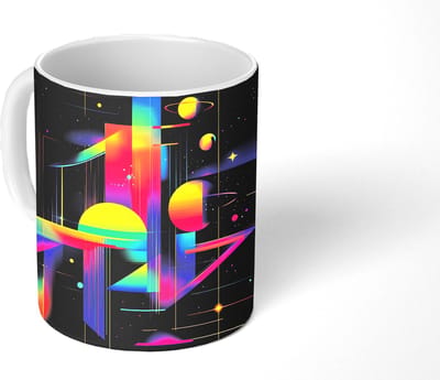 Mok - Koffiemok - Abstract - Vormen - Kleurrijk - Lijnen - Mokken - 350 ML - Beker - Koffiemokken - Theemok