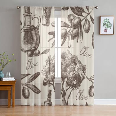 Vintage Olijfgroene Transparante Gordijnen voor Woonkamer Transparante Tule Raambekleding Slaapkamer Keuken Huisdecoratie Sluier Gordijnen 135W x 114H(cm) gray